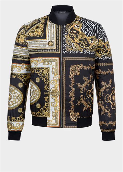 versace signature 17 printed bomber|Men's Luxury and Designer Jackets & Coats .